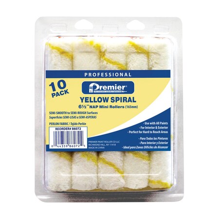 Premier 6" Mini Paint Roller Cover, Perlon, 10 PK 86072